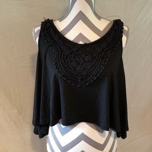Black Boho Crop Top